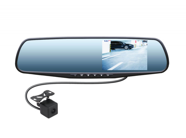 Видеорегистратор-зеркало Swat VDR-4U  (экран 4,3 + доп. камера зад. вида)